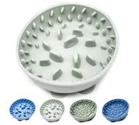 Silicone Pet Bowls - Slow Feeder Dog Bowl with 9 Suction Cups - Non Slip, Raised Ridges, Maze Design - Interactive & Control Feeding for Small to Medium Dogs & Cats (Grey (Raised Spike), 15cm)