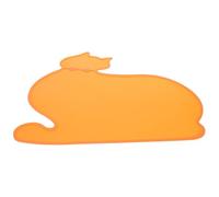 Silicone PET Food Mat Waterproof Anti Slip Cat Shape Orange Placemat | Easy Clean Surface for Dog Feeding Stations, Water Bowls and PET Food Serving, Protects Flooring from Spills
