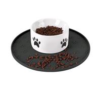 Silicone Pet Food Mat - Waterproof Dog Food Bowl Mat Cat Feeding Mat Thicker Pet Placemat Eating Mat with High Lip to Prevent Spills, Dog & Cat Water Bowl Mat for Messy Drinkers to Protect Floors，Gray