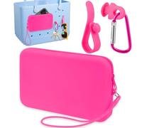 Silicone Phone Holder for Bogg Bag, Soft Silicone Insert Wallet Charm with 2 Pcs Key Holder for Bogg Bags Accessories, Attachment for Bogg Beach Bags Tote Bag Fits for iPhone Android Phones (Hot Pink)