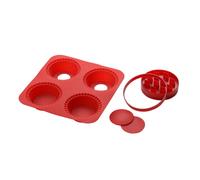 Silicone Pie Maker with 4 Moulds/2 Cutters - Red