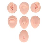Silicone Piercing Body Model, Soft Silicone Ear Mouth Nose Eye Tongue Navel Model with Display Rack for Piercing Practice (Light Skin Colour)