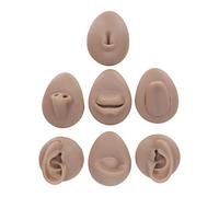 Silicone Piercing Model, Body Piercing Practice Simulation Ear Eye Nose Mouth Tongue and Belly Button Kits, Soft 3D Body Parts for Novice Piercer Jewelry Display (Dark Skin Tone)