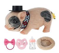 Silicone pig, 15 cm miniature pig, soft, lifelike, cute pig, garden decoration, cake decoration, crafts, children's birthday party (A)