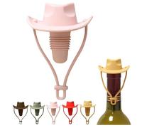 Silicone Pink cowboy hat wine stopper, Funny Hat Shaped Wine Stoppers Decorative Wine Sealer Bottle Caps, leak-proof Reusable wine stoppers, Cute Kitchen Gadgets Wine Accessories Tools Gifts (Pink)