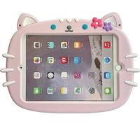 Silicone Pink Purple Cat Pattern Tablet Case with Built-in Foldable Stand Kickstand Shockproof Cover Case for Samsung Galaxy Tab A7 Lite 8.7" T220/T225
