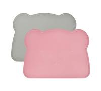 Silicone Place Mats for Children and Babies, Pack of 2 Placemats for Toddlers, BPA-Free, Non-Slip Placemats, Portable Placemats for Eating, Children, Dishwasher Safe Table Mat (Pink + Green)