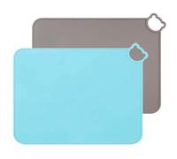 Silicone Placemats for Kids Baby,Dishwasher Safe Table Mats,Toddlers Portable Food Mat Travel Set of 2 (Gary-Blue)