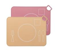 Silicone Placemats for Kids,Montessori Toddler Dining Mat, Baby Portable Food Mat Travel Set of 2(Yellow)