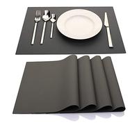 Silicone Placemats,Placemats for Kids,Set of 4 Waterproof Heat Resistant Non-Slip Kitchen Table Mats for Dining Table, Easy to Clean (Dark Gray)