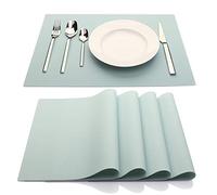 Silicone Placemats,Placemats for Kids,Set of 4 Waterproof Heat Resistant Non-Slip Kitchen Table Mats for Dining Table, Easy to Clean (Light Blue)