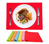 Silicone Placemats Set of 6, Placemats for Dining Kitchen Table Waterproof, Silicone Placemats Colorful for Kids Baby Toddler Non Slip, Placemats Heat Resistant Silicone (16 x 12 inches)