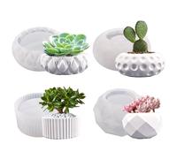 Silicone Planter Mold Concrete Molds 4PCS Non-Stick Concrete Planter Molds 4 Different Shape Silicone Plant Pot Mold Flexible Flower Pot Moulds for Succulent Plants