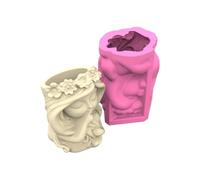 Silicone Planter Mold Decorative Girl Pottery Template for Resin Cement Plaster Crafting and Gardening Hobbies Silicone Planter Mold for