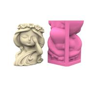 Silicone Planter Mold Decorative Girl Pottery Template for Resin Cement Plaster Crafting and Gardening Hobbies Silicone Planter Mold for