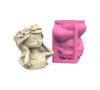 Silicone Planter Mold Decorative Girl Pottery Template for Resin Cement Plaster Crafting and Gardening Hobbies Silicone Planter Mold for