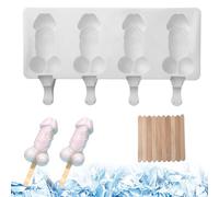 Silicone Popsicle Molds, 4 Cavities Penis Popsicle Molds with Sticks, Cold/Heat-Resistant Ice Cream, Non-Stick Reusable DIY Ice for Cake Chocolate