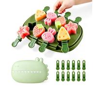 Silicone Popsicle Molds, Dinosaur Animal Small Mini Popsicle Molds, Funny Shaped DIY Ice Popsicle Molds Set, BPA Free (Green Crocodile(8pcs))