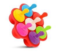 Silicone Popsicle Molds For Child,7-cavities DIY Ice Pop Mold with Colorful Sticks,ice cream molds,BPA Free Reusable Mini Popsicles Molds dishwasher safe (red)