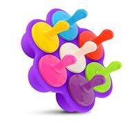 Silicone Popsicle Molds For Child,7-cavities DIY Ice Pop Mold with Colorful Sticks,ice cream molds,BPA Free Reusable Mini Popsicles Molds dishwasher safe (Purple)