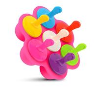 Silicone Popsicle Molds For Child,7-cavities DIY Ice Pop Mold with Colorful Sticks,ice cream molds,BPA Free Reusable Mini Popsicles Molds dishwasher safe (rose red)