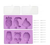 Silicone Popsicle Mould 2 Pack Ice Lolly Tray 8 Cavity Reusable Sticks Set