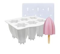 Silicone Popsicle Mould With Lid,Popsicle Molds 6 Pieces Ice Pop Molds BPA Free Popsicle Mold Reusable Easy Release Ice Pop Make Homemade children DIY ice cream food grade Mold (star fruit-white)