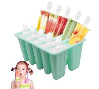 Silicone Popsicle Moulds Set, Silicone Ice Lolly Moulds, 10 Creative Homemade Silicone Popsicle Moulds, Reusable, Easy to Take Off the Mould for Home Made Popsicles, Ice Creams