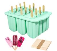 Silicone Popsicles Molds 12 Pieces, Popsicle Holders for Kids with 50 Wooden Sticks Cake Pop Molds, Ice Pop Mold BPA Free Easy Release,Ice Cream Molds Popsicle Maker for Toddlers