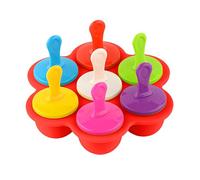 Silicone Popsicles Molds, 7-Cavity Ice Pop Mold with Colored Sticks Small Ice Cream Popsicle Maker, BPA Free, Reusable, Easy to Release (Red)