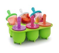 Silicone Popsicles Molds, Popsicle Mold for Kids, Ice Cream Molds, Ice Pop Mold with Popsicle Holders 6 Colorful Reusable Sticks BPA Free