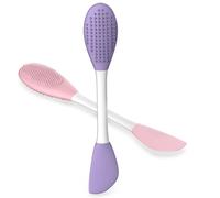 Silicone Pore Cleansing Brush Set, 2PCs Face Mask Applicator Spatula & Facial Massage Tool, Multi-Function Soft Silicone Pore Brush Face Scrubber for Skincare Routine, Pink & Purple