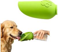 Silicone Portable Dog Water Bottle Adapter - Leakproof Foldable Leaf Pet Water Dispenser Cap, Folding Drinking Bowl, Feed for Puppy Outdoor Walking ，Grun
