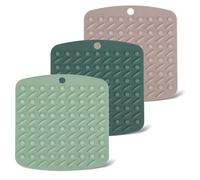 Silicone Pot Holder,3PCS Non Slip Silicone Trivet Mats Heat Resistant Table Mat Square Pot Hot Pads Placemats for Kitchen Potholders Hot Dishes Spoon Holder