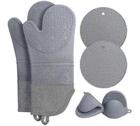 Silicone Pot Holders and Oven Mitts Set, Heat Resistant up to 450C, Extra Long (38cm)