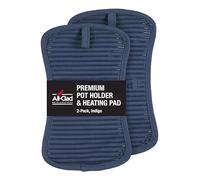 Silicone Pot Holders for Kitchen, 100% Cotton, Heat-Resistant Up to 500 Degrees, 2 Pack Indigo All-Clad Textiles