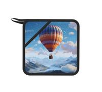 Silicone Pot Holders Set of 1 PC Heat Resistant Kitchen Hot Pads with Pockets Hot air balloon Pot Holder Oven Pads Non Slip Potholders for Cooking Baking BBQ Kitchen Accessories 8 x 8 Inches