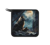 Silicone Pot Holders Set of 1 PC Heat Resistant Kitchen Hot Pads with Pockets Two Wolves Pot Holder Oven Pads Non Slip Potholders for Cooking Baking BBQ Kitchen Accessories 8 x 8 Inches