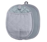 Silicone Pot Holders with Pockets Set of 2, Anti-Slip Ribbed Potholders for Kitchens, Heat & Water Resistant Hot Pads and Oven Mitts for Cooking Baking 9.8 x 7.5 Inch (Grey)