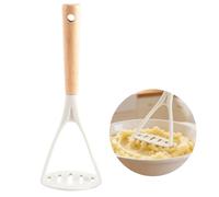 Silicone Potato Press with Wooden Handle Cooking Utensils Masher, Mini Potato Masher for Pressing Mashed Potatoes, Garlic, Sweet Potatoes, etc (White)