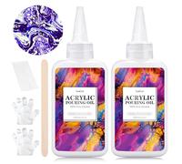 Silicone Pouring Oil, 200ml Dramatic Cell Activator, Acrylic Paint Pouring Set for All Painting Acrylic, Watercolor, Canva, Wood, Craft, Rock, High Flow Artist Starter Supplies for Flow DIY Painting