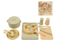 Silicone Pretend Play Kitchen Accessories Set, Afternoon Tea Party Playset, Cooking Cookware Pots and Pans Playset, Kid Character Enactment Picnic,Outdoor Play Mud Kitchen Accessories