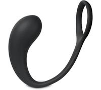 Silicone Prostate Massager with Cock Ring - Waterproof Anal Plug Stimulator, 2-in-1 Adult Toy, Flexible Body-Safe Design, Dual Pleasure Device Black