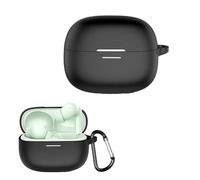 Silicone Protective Case Compatible with Redmi Buds 8 Pro, Silicone Case, Shockproof, Dustproof, Wireless Charging Support, Carabiner Included (Black)
