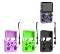 Silicone Protective Case Cover for ANBERNIC R36S Gaming Console Drop Protection Simple Solid Color Protective Sleeve for ANBERNIC R36S (Black)
