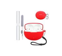 silicone protective case for anker oppo enco free 4 earbuds - durable and eco-friendly toergy earphone cover with precise holes and charging compatibility - shock-proof, comfortable touch,red