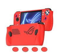 Silicone Protective Case for ASUS Rog Ally, Silicone Case Anti-Slip Shockproof Cover for ASUS Rog Ally Gaming Console with Non-Slip Thumb Grips (Red)