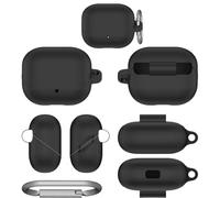 Silicone Protective Case for Crystal Pods Bluetooth Earbuds Storage Box Minimalist & Anti-Fall Pure Color Shell 360° Full Protection Shockproof Bump-Resistant Waterproof Sweat-Proof (Black)