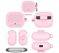 Silicone Protective Case for Crystal Pods Bluetooth Earbuds Storage Box Minimalist & Anti-Fall Pure Color Shell 360° Full Protection Shockproof Bump-Resistant Waterproof Sweat-Proof (Pink)