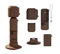 Silicone Protective Case for DJI Osmo Pocket 4/3, Soft Grip Cover with Base Stand and Wrist Strap All-Round Protection Camera Screen Lens Cover Guard Protector Accessories (Brown)